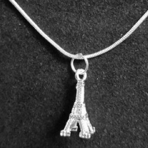 18 Mireval Sterling Silver Eiffel Tower Charm on a Sterling Silver Carded Box Chain Necklace 18 Mireval Sterling Silver Eiffel Tower Charm on a Sterling Silver Carded Box Chain Necklace